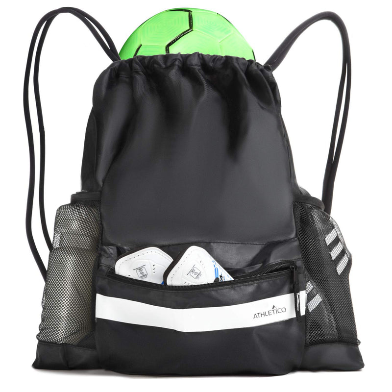 Athletico Drawstring Soccer Bag - Soccer Backpack for Boys or Girls Can Also Carry Basketball or Volleyball Black - NewNest Australia