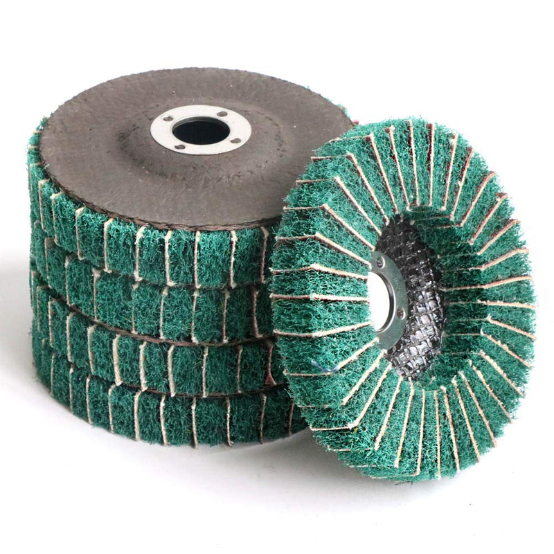 FPPO 5Pcs 4.5" x 7/8" Nylon Fiber Flap Disc Polishing Grinding Wheel,Scouring pad Buffing Wheel for Angle Grinder, Polishing Tools (Grit 120) grit 120 - NewNest Australia