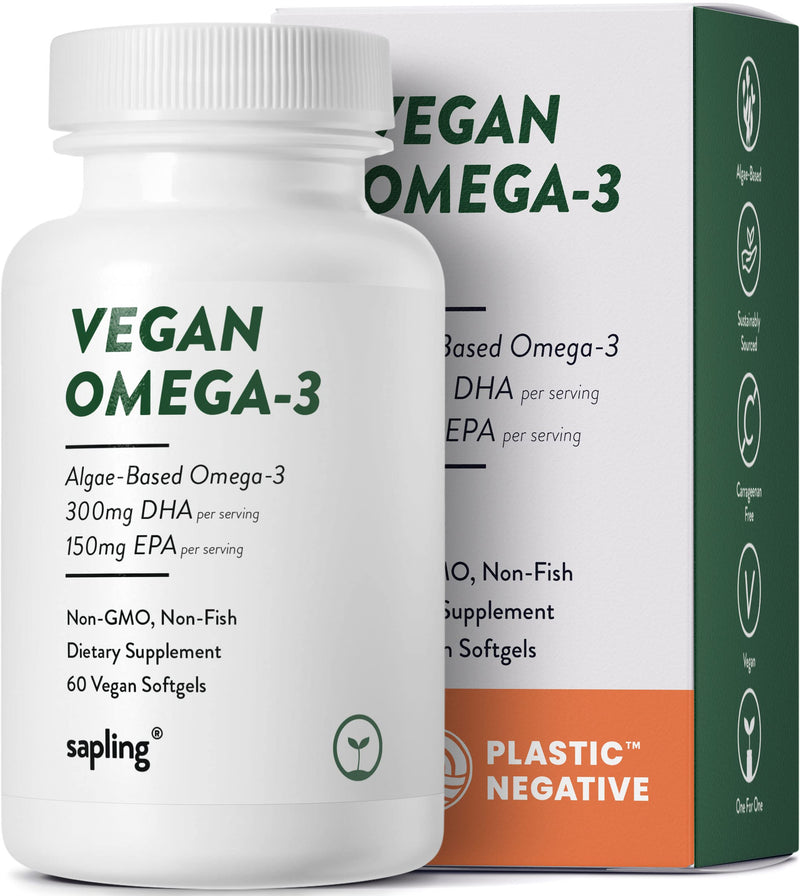 Vegan Omega 3 Supplement - Plant Based DHA & EPA Fatty Acids - Carrageenan Free, Alternative to Fish Oil, Supports Heart, Brain, Joint Health - Sustainably Sourced Algae - Fish Oil Free - 60 Softgels - NewNest Australia