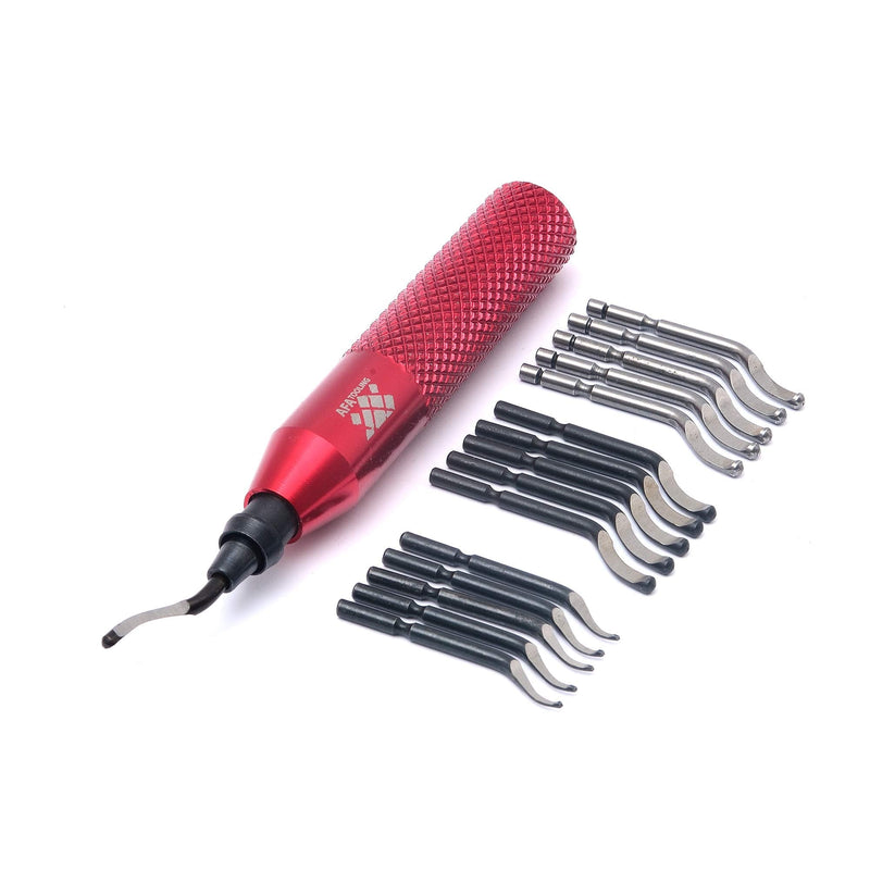 AFA Tooling - Deburring Tool Kit with 16 HSS Blades (5 BS1010, 5 BS3010, 5BS1018) for Multi Use Application | Edge Burr Removal for Copper Pipes, 3D Printing Plastics, Resin Art, and Metal Work Tool + 15blades - NewNest Australia