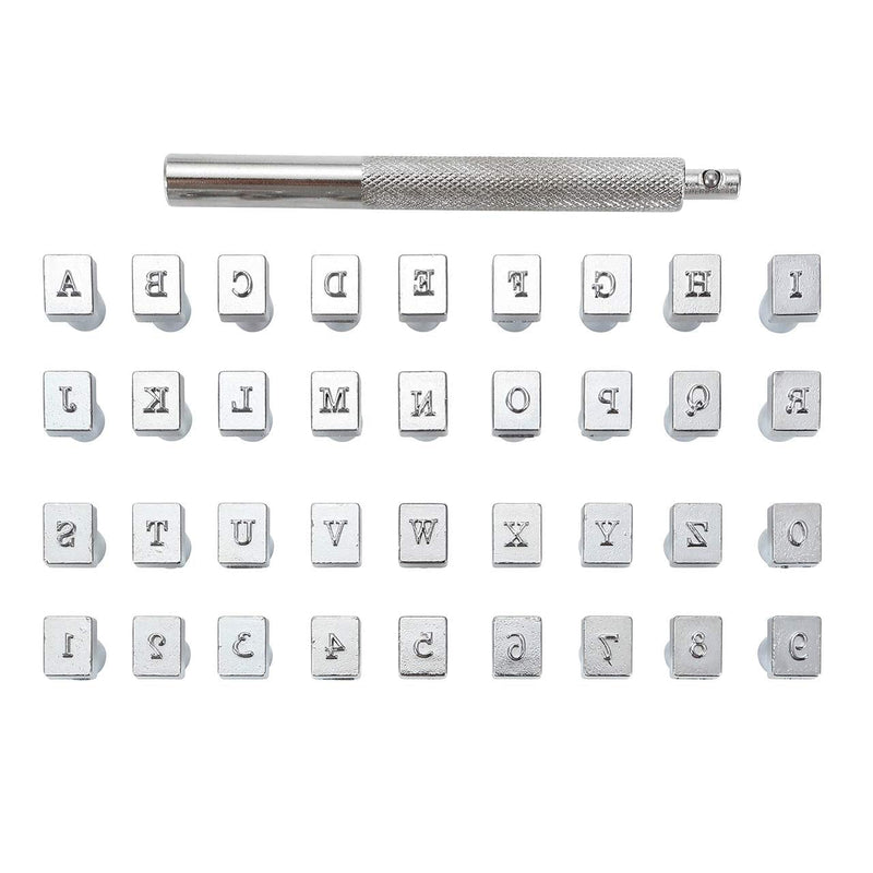 Yoption 36Pcs Leathercraft Metal Letter and Number Stamps Punch Set Tool, 26 Alphabet Imprinted Leather Punching Tools for Leather Belt Bag Hat Shoes Craft Marking (3MM) 3MM - NewNest Australia