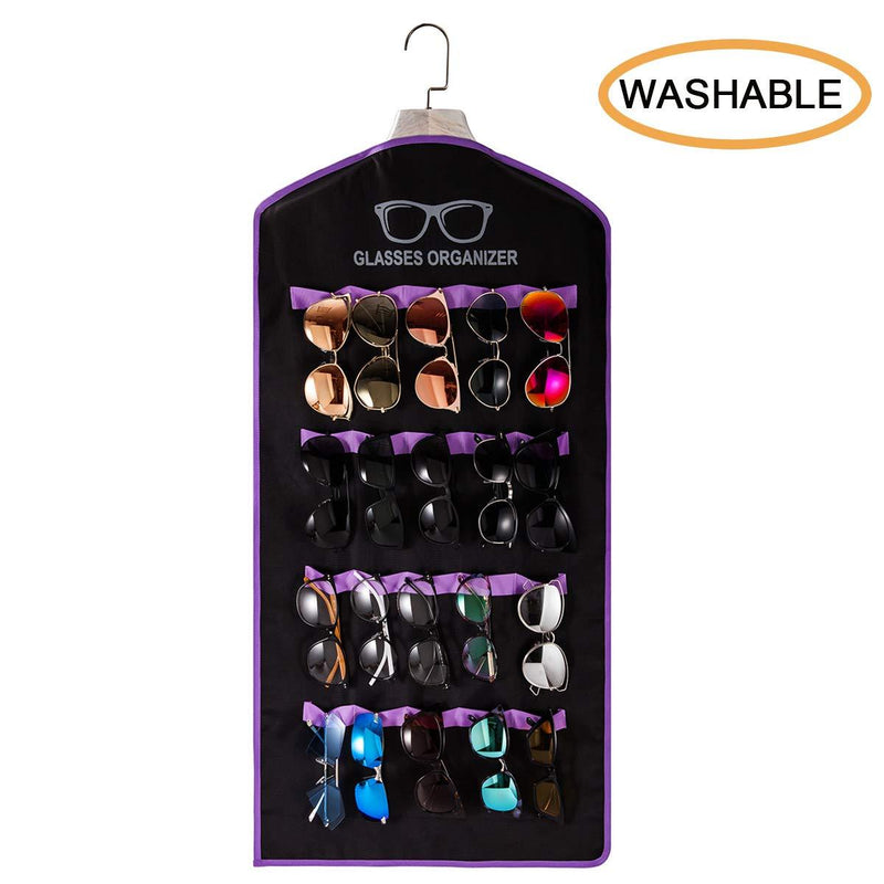 TRIUMPH VISION Black Purple Wall Sunglasses Organizer Storage 20Slots - Hanging Glasse Display Stand Durable Oxford Material Large - NewNest Australia