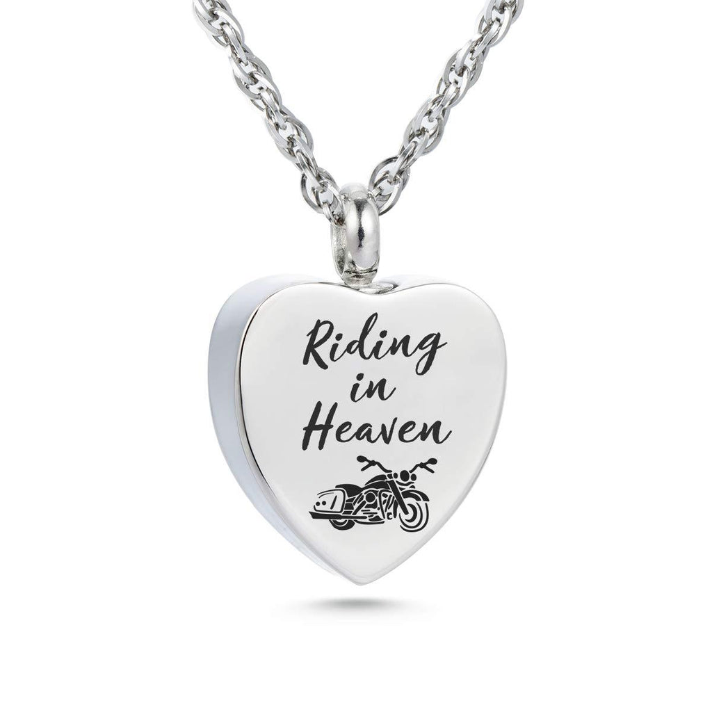 NewNest Australia - Motorcycle Urn Necklace for Ashes Motorcycle Rider Memorial Necklace Cremation Jewelry Urn Chain Riding in Heaven 