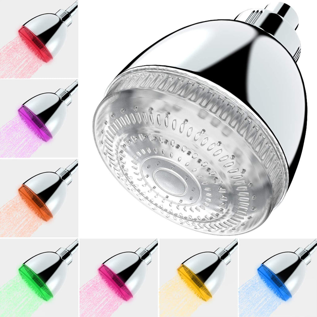 LED Shower Head, 7 Color Flash Light Automatically Changing LED Fixed ShowerHead for Bathroom Upgraded Adjustable Luxury Chrome High Pressure Flow Rain ShowerHead for Kids Adult Tool-Free Installation - NewNest Australia