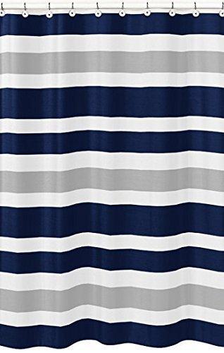 Print Shower Curtain for Kids Bathroom Navy Blue, Gray and White Kids Bathroom Fabric Bath Teen Stripe Shower Curtain,72x72inch 72x72inch Color364 - NewNest Australia