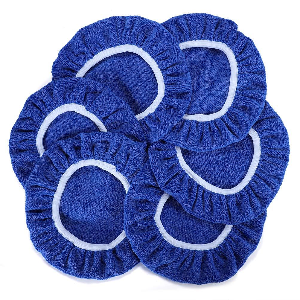 AUTDER Car Polishing Buffing Pads (7 to 8 Inch) Polisher Bonnet - Soft Mircofiber Max Waxer Pads - Polishing Bonnet for Most Car Polishers 6Pcs - Blue Microfiber 6Pcs 7-8 Inches - NewNest Australia