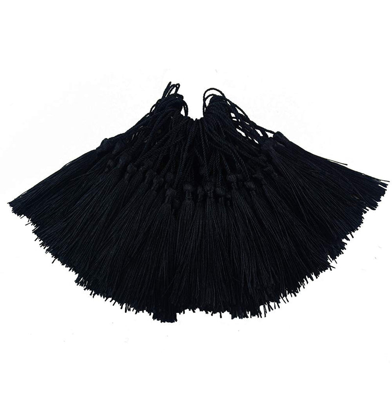 Aokbean 100pcs 5 Inches Handmade Silky Floss Soft Craft Bookmark Tassels with Loops for DIY, Jewelry Making, Graduation Tassel,Bookmarks,Souvenir(Black) Black - NewNest Australia