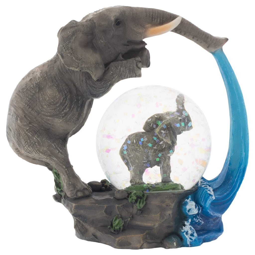 NewNest Australia - Elanze Designs Elephant Bath time Fun Figurine 45MM Glitter Water Globe Decoration 