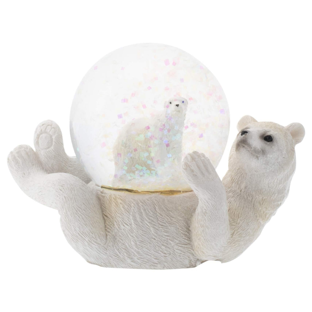 NewNest Australia - Elanze Designs White Polar Bear Mommy and Cub Figurine 45MM Glitter Water Globe Decoration 