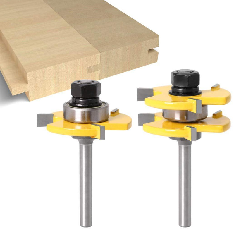 Tongue and Groove Set - APLUS Router Bit Set [ 2 Piece ] - Woodworking Milling Wood Cutter Tool for Engraving Machine Trimming Machine… (1/4 Inch Shank) - NewNest Australia
