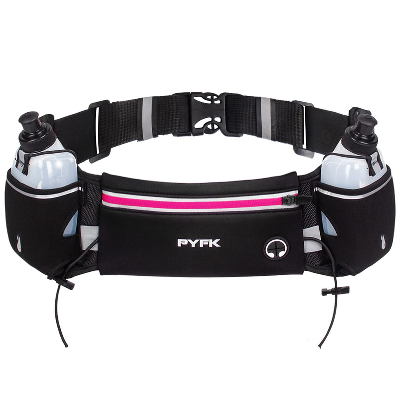PYFK Upgraded Running Belt with Water Bottles, Hydration Belt for Men and Women, Water Bottle Holder Running Pouch Belt, Fanny Pack Fits 6.5 inches Phones, Waist pack for Running Hiking Climbing rose red - NewNest Australia