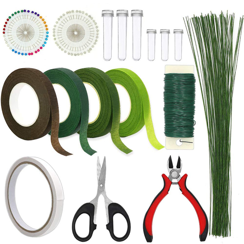 Floral Arrangement Kit,17 Pieces Flower Tools Include Floral Wire Cutter Scissor Floral Tape 22 Gauge Paddle Wire 26 Gauge Stem Wire Pearl Corsage Pin Bouquet Wrap Florist shears - NewNest Australia
