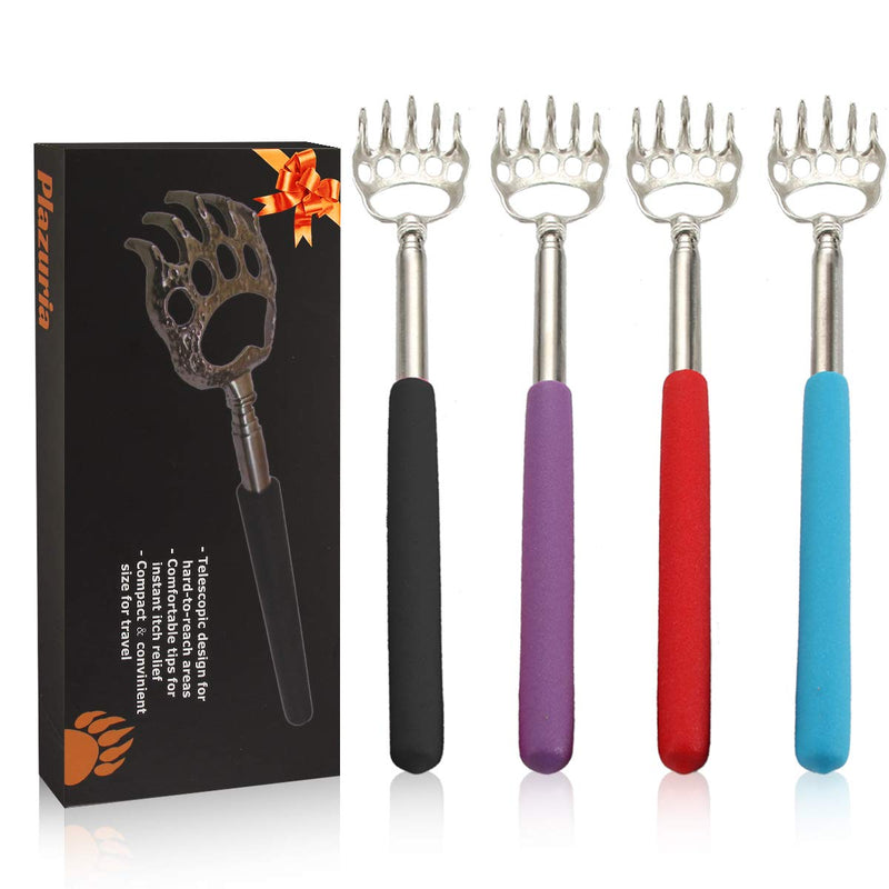 (4-Pack) Plazuria Portable Extendable Telescopic Bear Claws Metal Back Scratchers/Hand Massager/Backslap with Rubber Handles - NewNest Australia