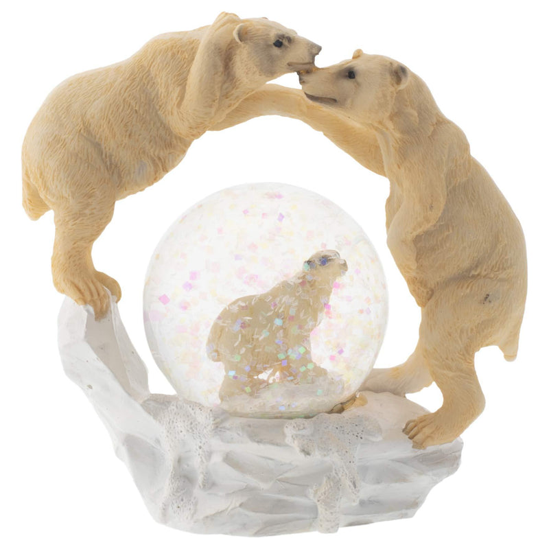 NewNest Australia - Elanze Designs White Polar Bear Family Figurine 45MM Glitter Water Globe Decoration 