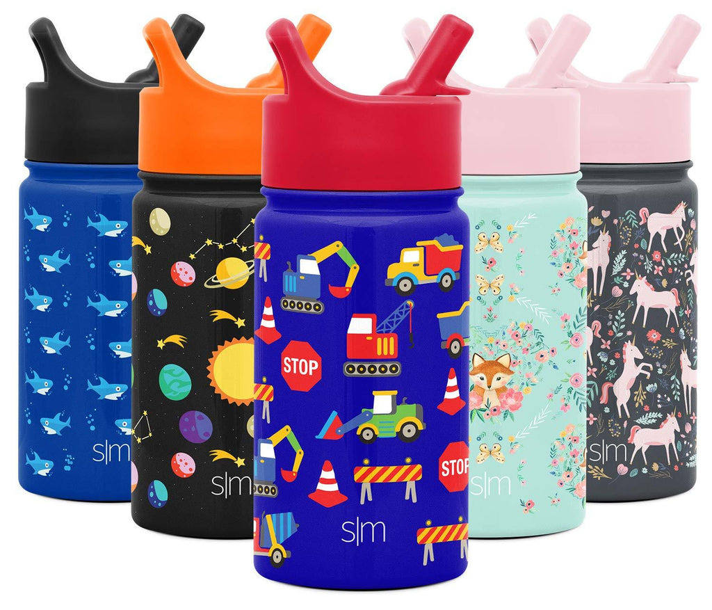 NewNest Australia - Simple Modern 14oz Summit Kids Water Bottle Thermos with Straw Lid - Dishwasher Safe Vacuum Insulated Double Wall Tumbler Travel Cup 18/8 Stainless Steel -Under Construction 14 Ounce Under Construction 