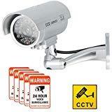 Dummy Camera CCTV Surveillance System with Realistic Simulated LEDs, findTop Dummy Security Camera with 6 Pcs Warning Security Alert Sticker Decals - NewNest Australia