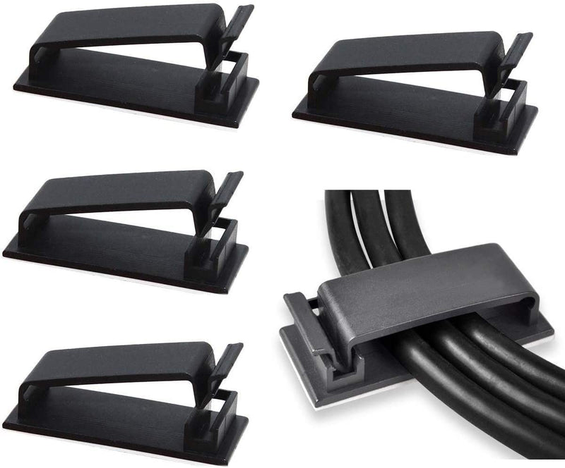SOULWIT 50Pcs Self Adhesive Cable Management Clips, Cable Organizers Wire Clips Cord Holder for TV PC Ethernet Cable Under Desk Home Office Outdoor (Black) Black - NewNest Australia