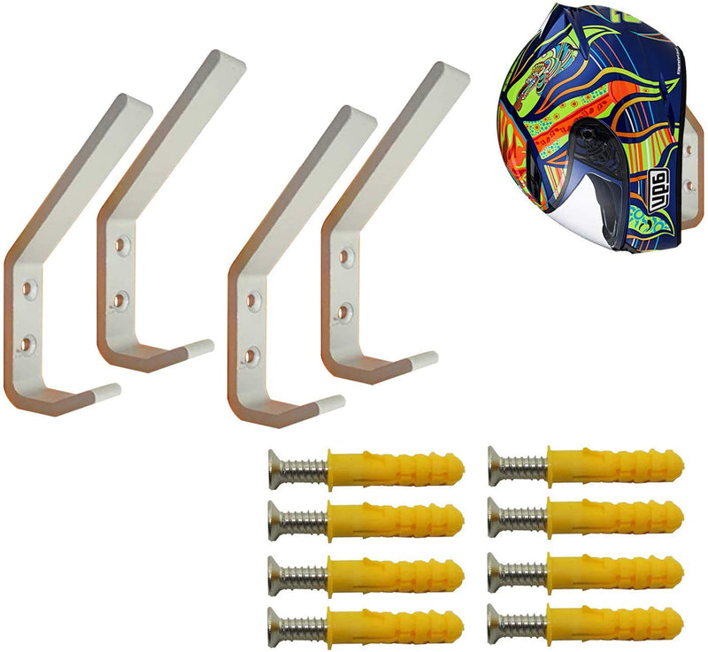Deloky 4 Pack Motorcycle Helmet Holder Hook -Jacket Bags Wall Mount Cloth Display Rack Hook with Mounting Screws (4pcs Hook+ 8pcs Screws) - NewNest Australia