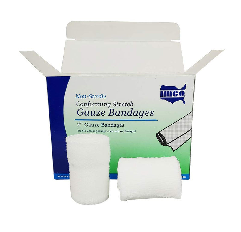 CPR Savers and First Aid Supply IMCO Multi-Packed 2 Inch x 4.1 Yards Non-Sterile Stretch Cotton Gauze Bandage Rolls for Injury, Wound, and Trauma (12) - NewNest Australia