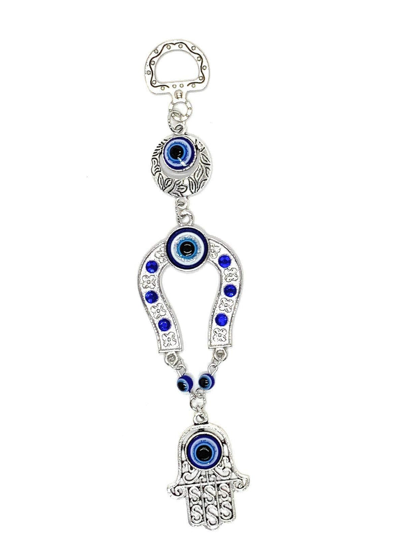 NewNest Australia - Bravo Team Lucky Blue Evil Eye Hanging Hamsa and Horse Shoe for Protection and Blessing, Pendant Decoration for Car, Home and Office, Great Gift 