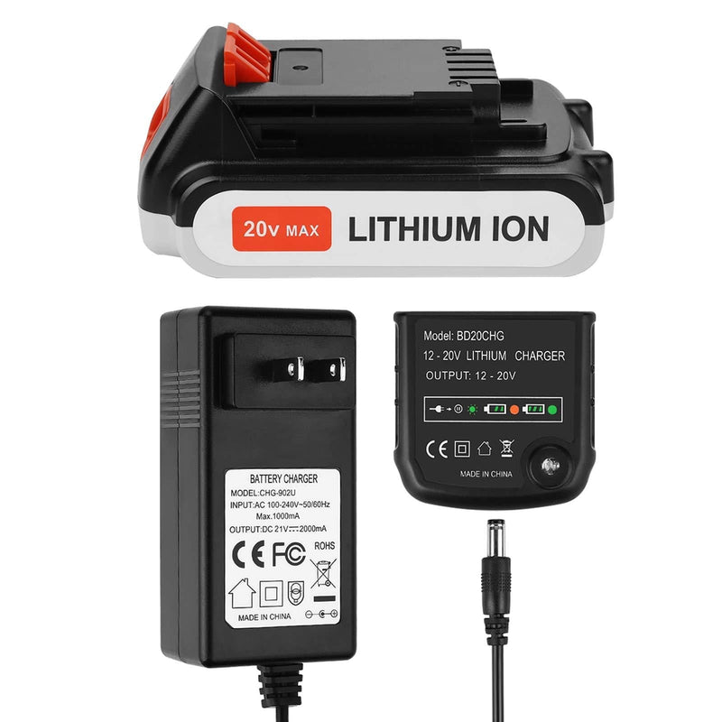 ANTRobut Replacement for 20V Black Decker LBXR20 Battery Charger Set LCS1620 Lithium-Ion 20 Volt Max Battery and 2A Black and Decker Charger - NewNest Australia