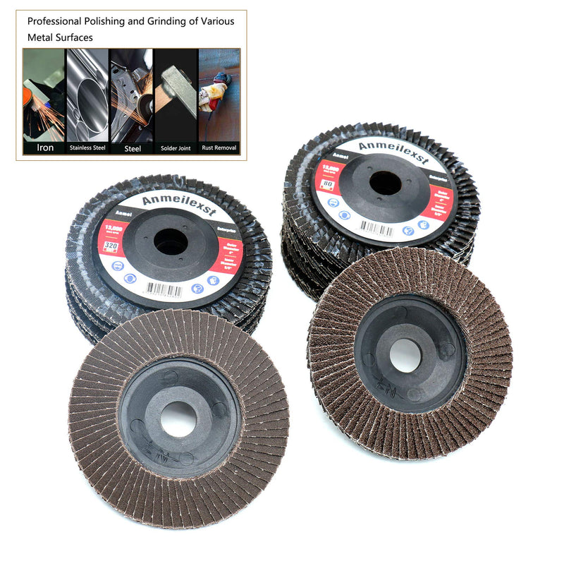 Anmeilexst 10 Packs 5/8" 80 Grit and 320 Grit High Density Calcination Alumina Flap Disc Abrasive Wheel, 4" Diameter, for Polishing Metal, Stainless Steel and Wood - NewNest Australia