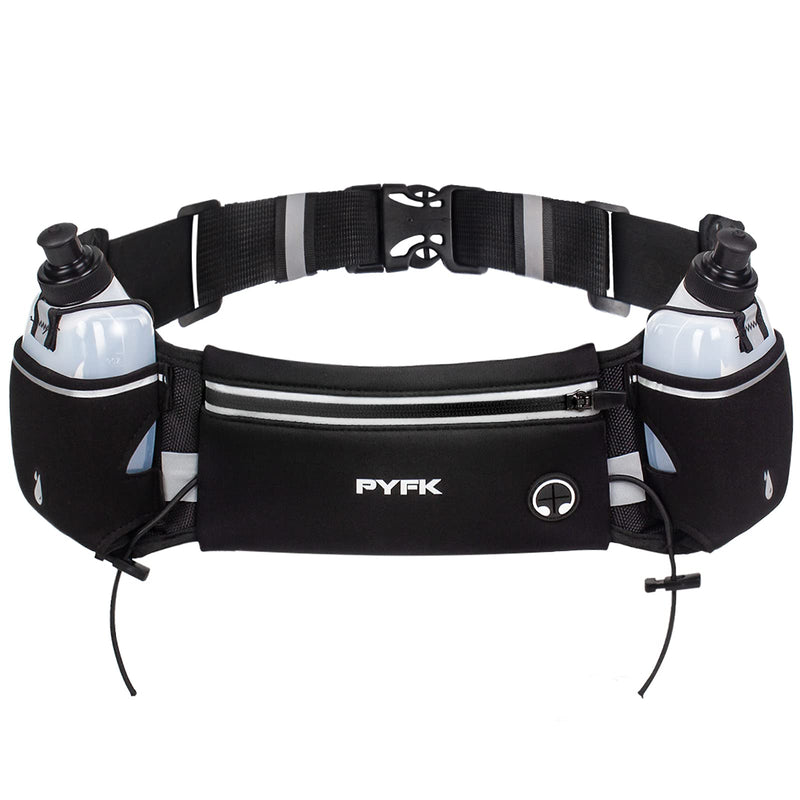 PYFK Upgraded Running Belt with Water Bottles, Hydration Belt for Men and Women, Water Bottle Holder Running Pouch Belt, Fanny Pack Fits 6.5 inches Phones, Waist pack for Running Hiking Climbing black(black) - NewNest Australia