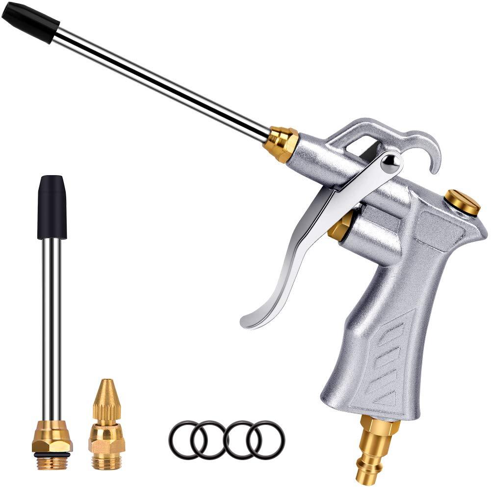 Professional Air Blow Gun with Copper Adjustable Air Flow Nozzle and 2 Steel Air flow Extension, Pneumatic Air Compressor Accessory Tool Dust Cleaning Air Blower Nozzle Gun - NewNest Australia
