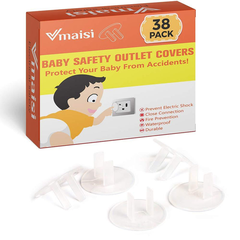 38 Pieces Clear Outlet Covers Baby Proofing - Vmaisi Electrical Safety ChildProof Plug Protector - (Clear, 38 Pack) - NewNest Australia