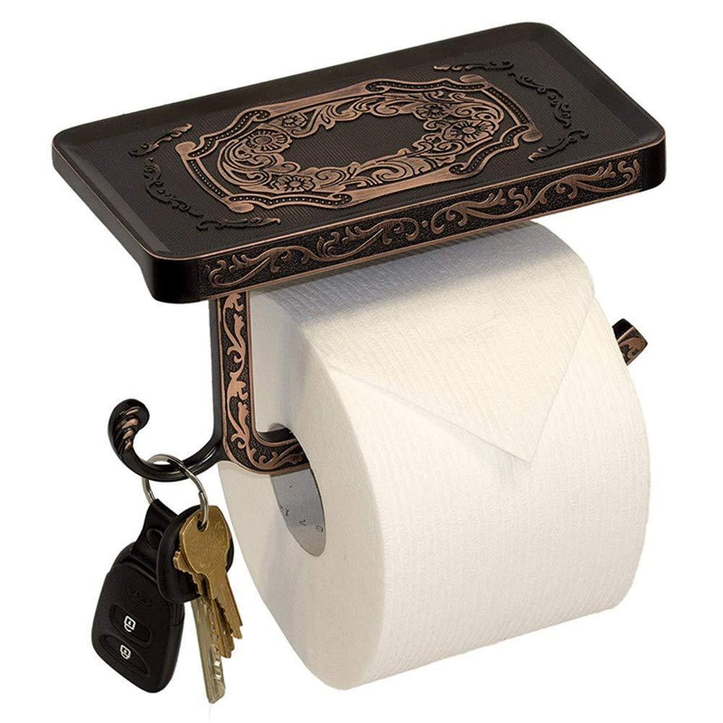 Huapa Toilet Paper Holder with Phone Shelf and Hook Vintage Decor Style Reversible Bathroom Accessories(Oil Rubbed Bronze) Oil Rubbed Bronze - NewNest Australia