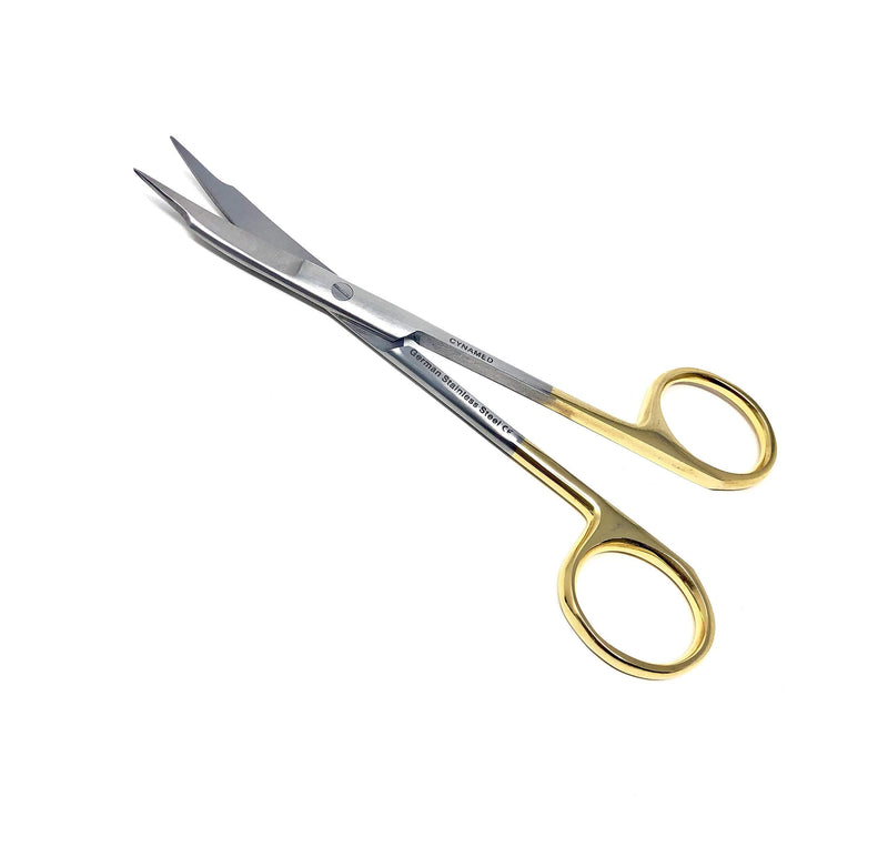 Goldman Fox Scissor 13 cm - Super Cut Sharpness - Premium Quality German Stainless Steel - Gold Handles by Cynamed (Curved Blades) … (Curved Blades) - NewNest Australia