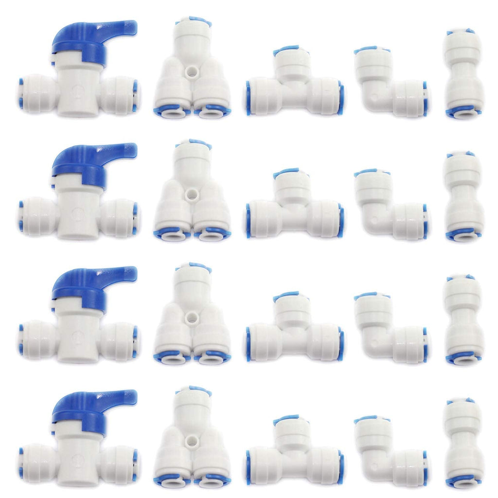 DGZZI 1Set 20-Pack Reverse Osmosis Aquarium Quick Fittings With Locking Clips 1/4" OD RO Water Filter Hose Tube Plastic Connectors - NewNest Australia