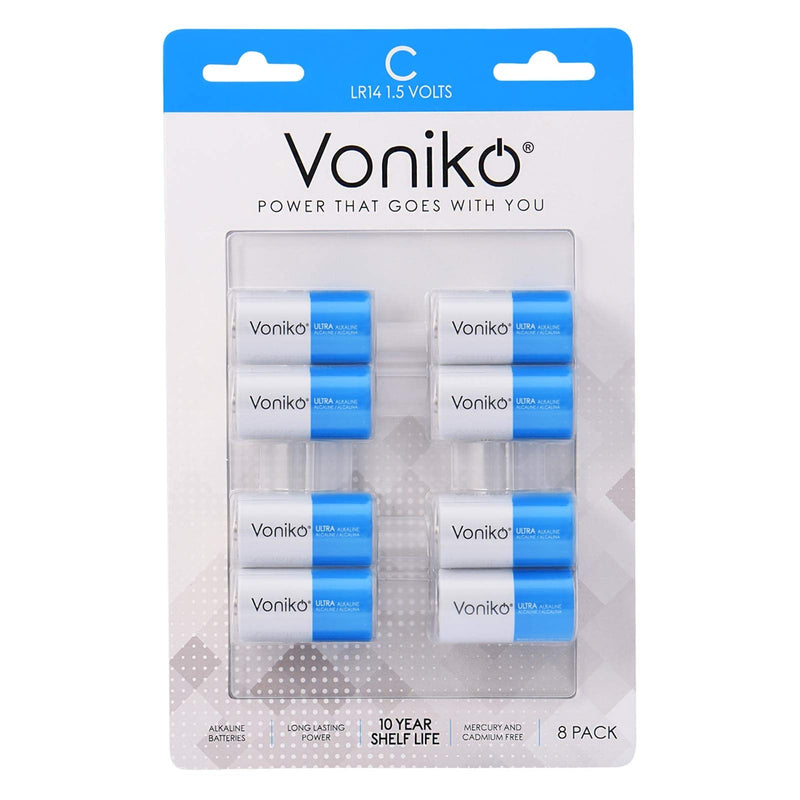VONIKO Ultra Alkaline C Batteries,C Size LR14 Batteries 8 Pack –10-Year Shelf Life and 6-9 Times The Power as Carbon Batteries, C Cell 1.5 Volt Battery 8 Count (Pack of 1) - NewNest Australia