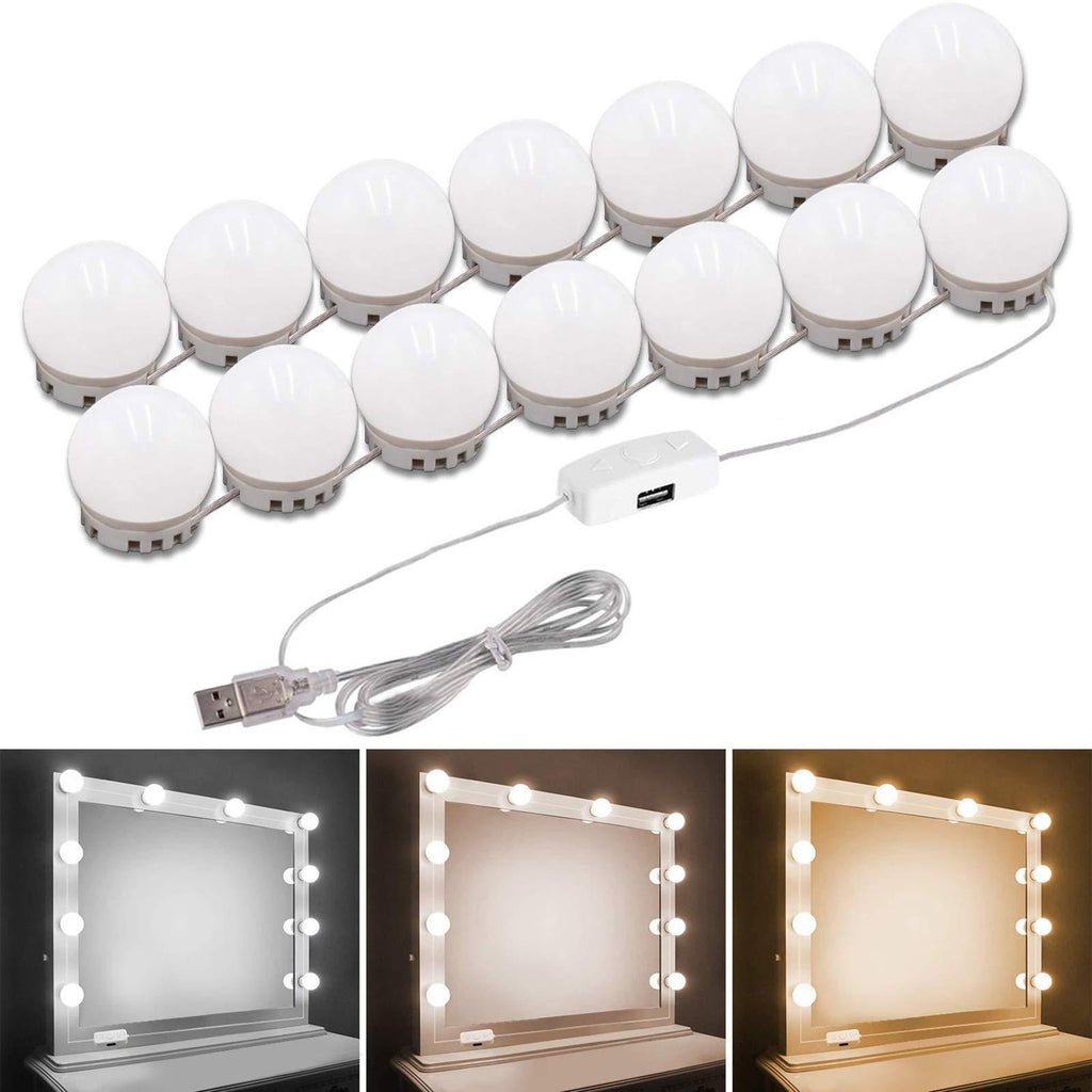 Pretmess Hollywood Style Vanity Mirror Lights Kit, Adjustable Color and Brightness with 14 LED Light Bulbs, Lighting Fixture Strip for Makeup Vanity Table Set in Dressing Room (Mirror Not Include) 14 Lights - NewNest Australia