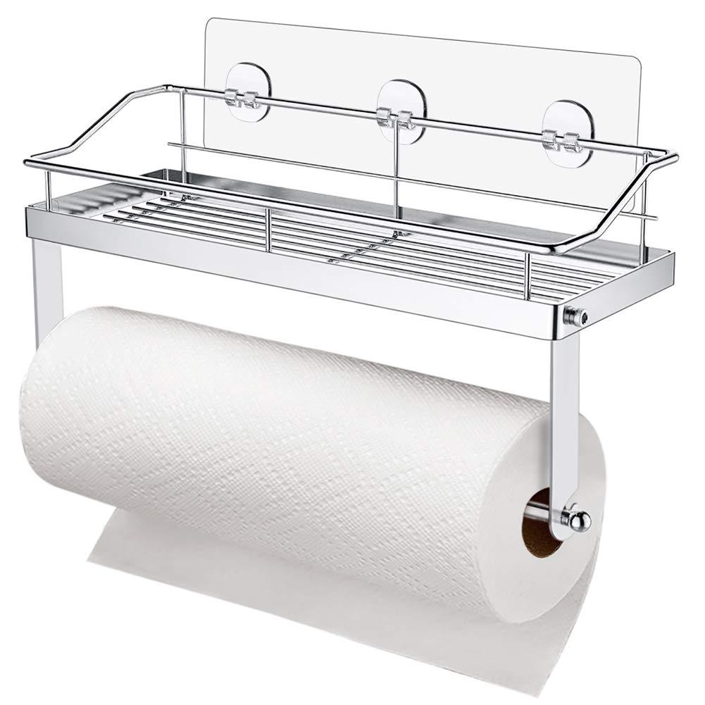 NewNest Australia - Carry360 Adhesive Paper Towel Holder Shelf,Wall Mounted Paper Towel Roll Rack Basket for Kitchen,Shower Bathroom & Balcony,Rustproof,No Drilling,SUS 304 Stainless Steel 