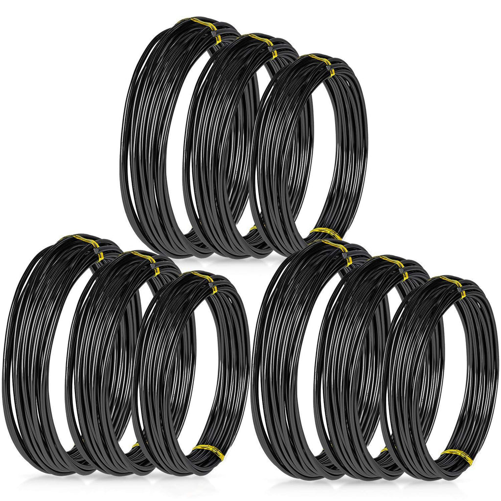 Zhanmai 9 Rolls Bonsai Wires Anodized Aluminum Bonsai Training Wire with 3 Sizes (1.0 mm, 1.5 mm, 2.0 mm), Total 147 Feet (Black) Black - NewNest Australia