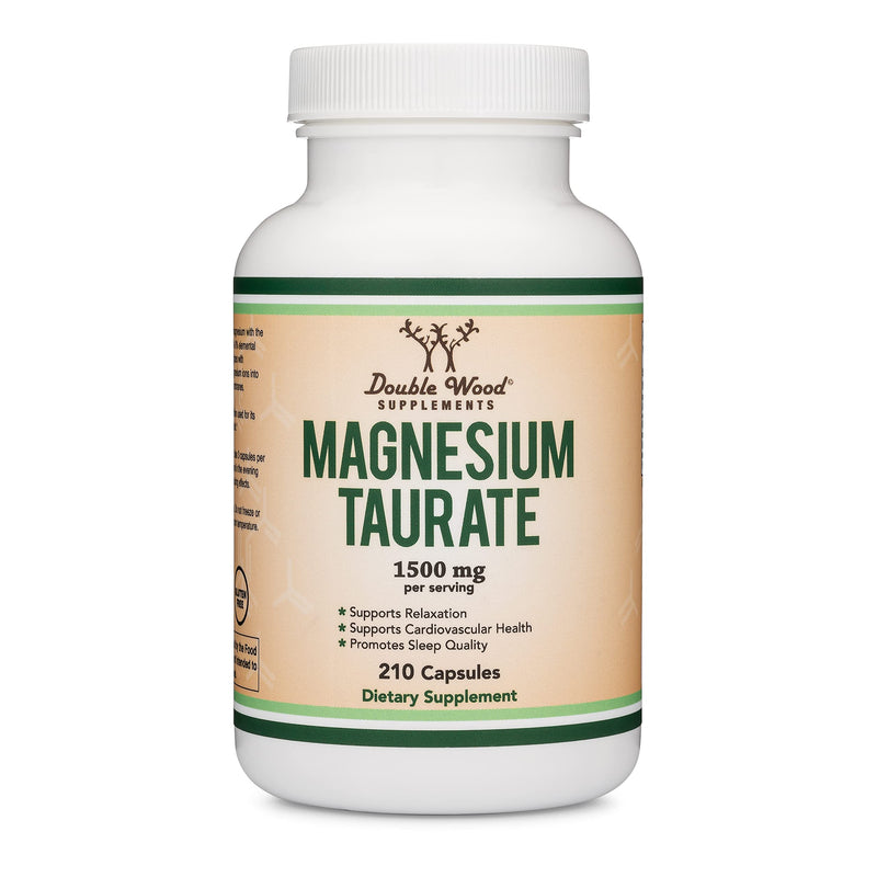 Magnesium Taurate Supplement for Sleep, Calming, and Cardiovascular Support (1,500mg per Serving, 210 Vegan Capsules) Manufactured in USA, by Double Wood Supplements - NewNest Australia