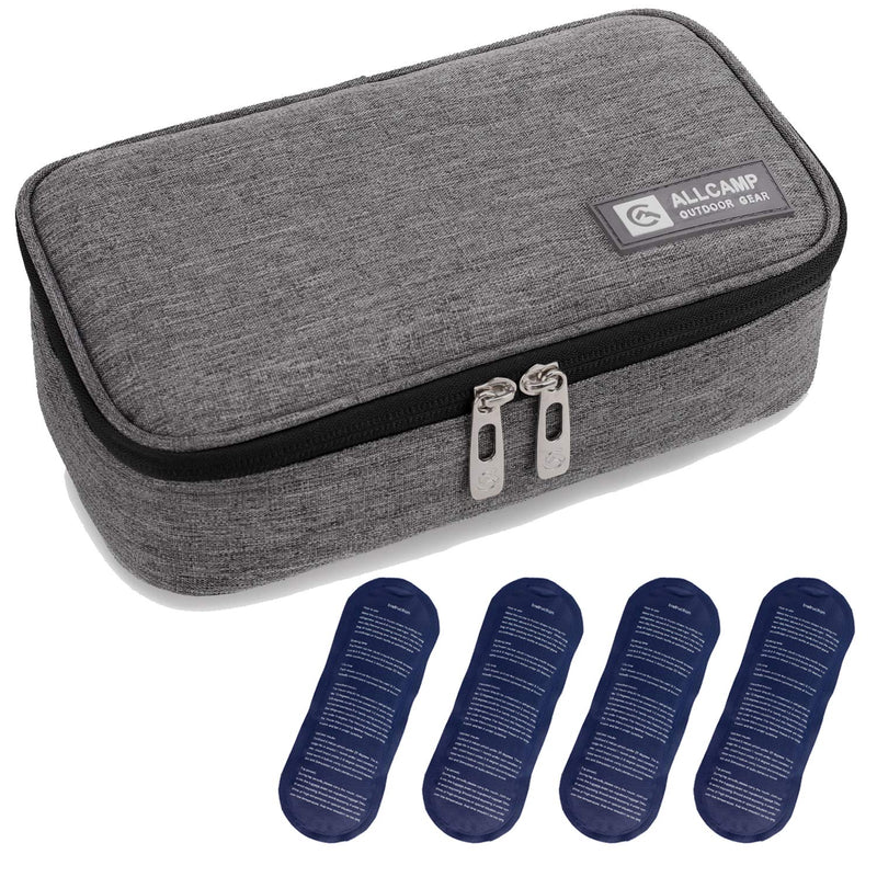 ALLCAMP Insulin Cooler Travel Case Diabetic Medication Cooler with 4 Ice Pack - Medical Cooler Bag Portable and Reusable Grey (Medium) Medium（Oxford） Gray - NewNest Australia