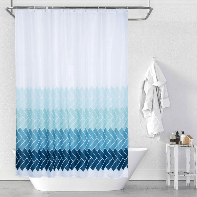 MORNITE Teal Light Blue White Shower Curtains for Bathroom Guest, Waterproof Washable Polyester Fabric Set 12 Hooks Rings,Aqua Ombre 72"x72"Inch 72"W x 72"H - NewNest Australia