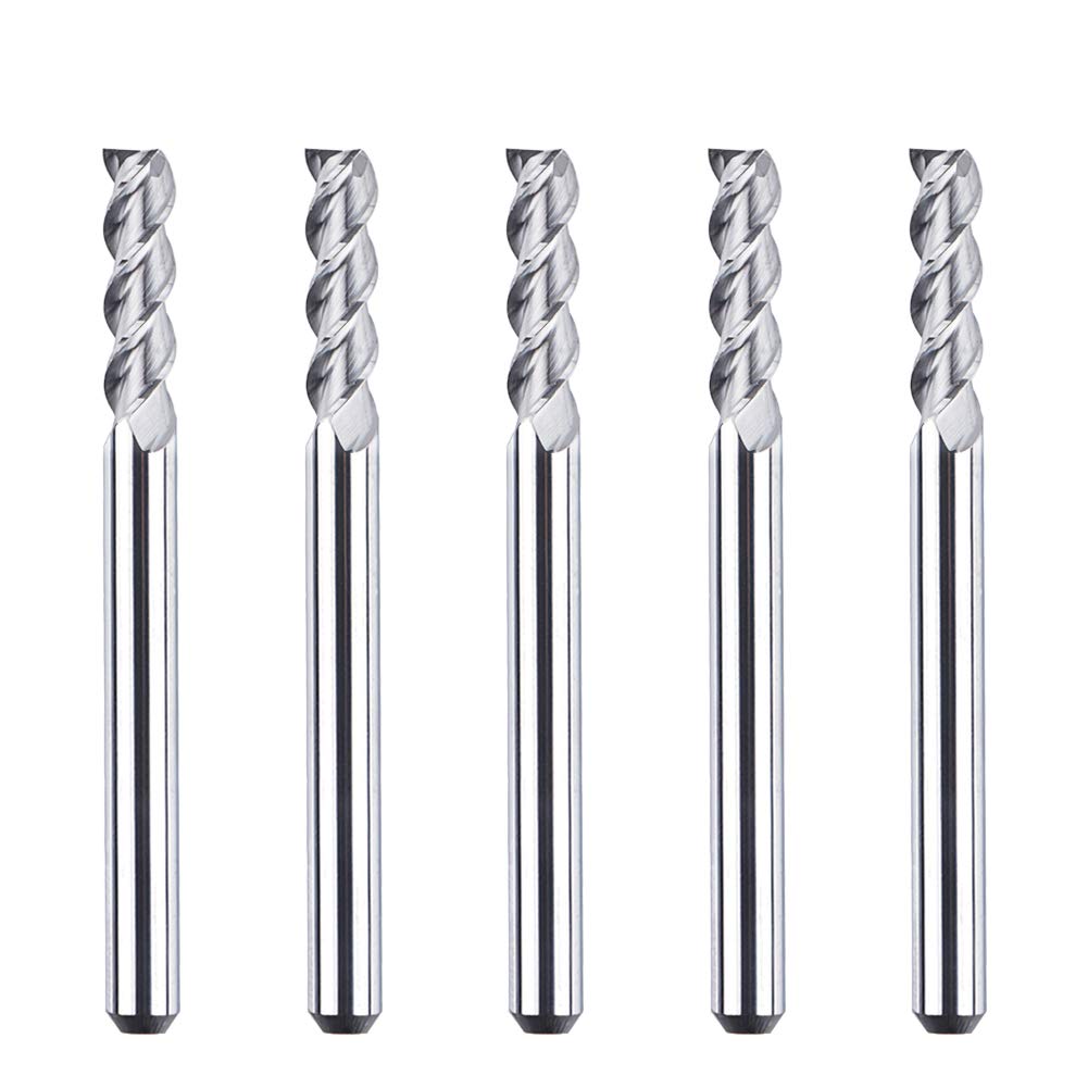 SpeTool 1/8 End Mills for Aluminum 3 Flutes CNC Spiral Router Bits for Aluminum Cut Non-Ferrous Metal Upcut 1.5 inches Long 5 Pieces 1/8 shank-1/8 head - NewNest Australia