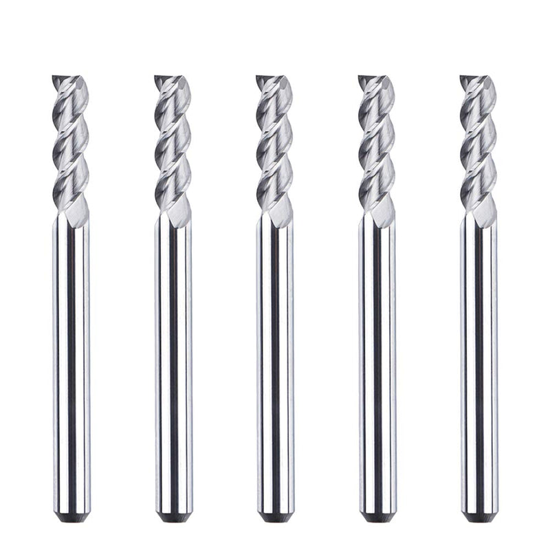 SpeTool 1/8 End Mills for Aluminum 3 Flutes CNC Spiral Router Bits for Aluminum Cut Non-Ferrous Metal Upcut 1.5 inches Long 5 Pieces 1/8 shank-1/8 head - NewNest Australia