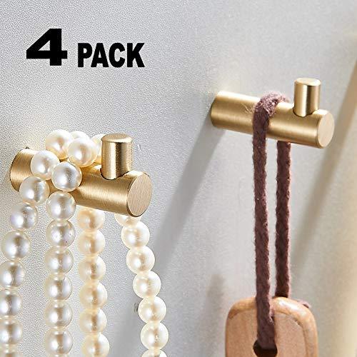 NewNest Australia - Pack of 4, Gold Brass Decorative Wall Hooks Towel Hook, Coat Hook Hangers Wall Mounted (L-Shaped) L-Shaped 