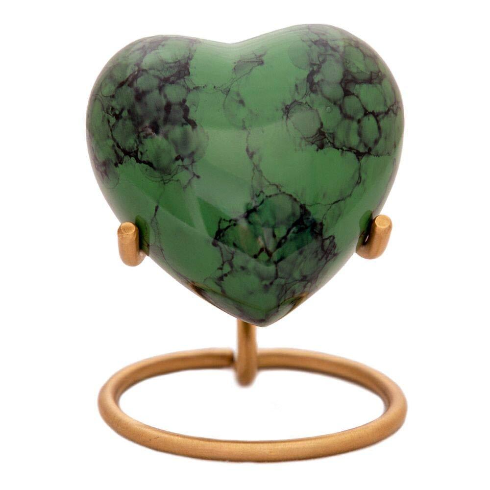 NewNest Australia - Green Heart Urn Keepsake - Mini Heart Cremation Urn with Stand & Premium Box - Small Green Keepsake Urn for Ashes - Honor Your Loved One with Green Urn Heart Shaped - Perfect for Adults & Infants 