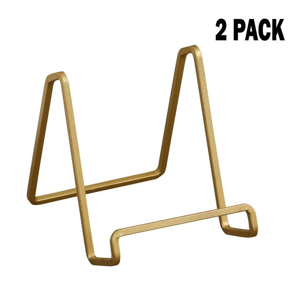 NewNest Australia - TRIPAR 2 Pack 50224 Square Wire Stand Plate Art Photo Holder, Gold Metal 