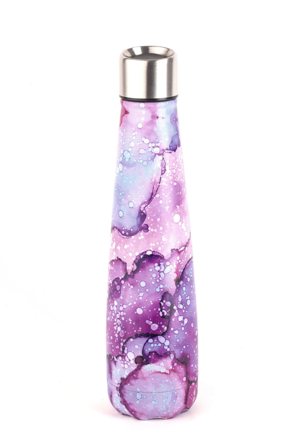 NewNest Australia - costablue Beverly Hills Collection Stainless Steel Water Bottle - BPA-Free Insulated Double Wall Bottle with Dishwasher-Safe Push-Lock-Open-Close Lid - 17 oz Bubbly Purple 