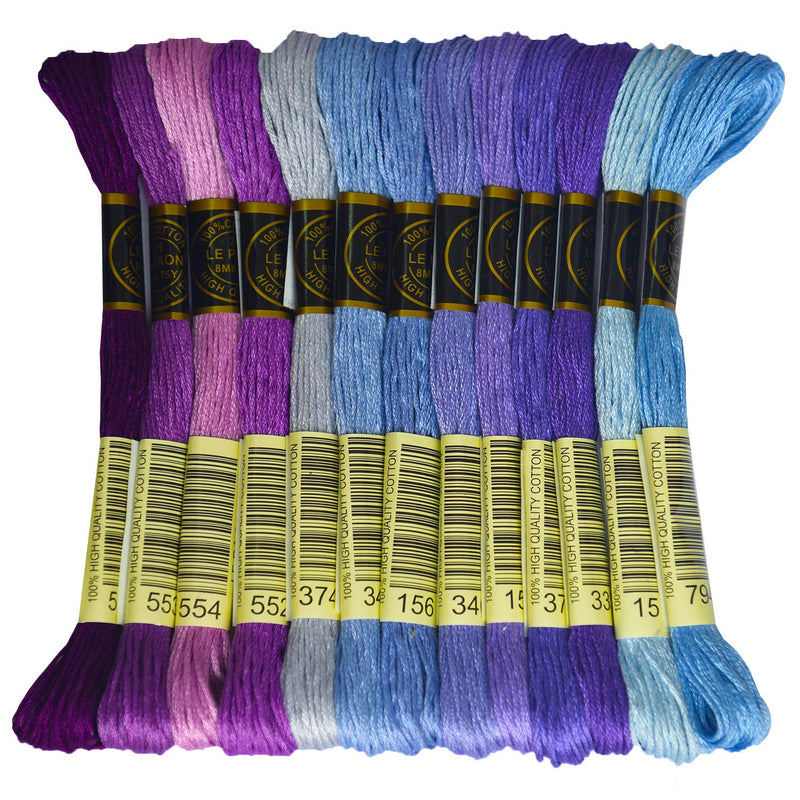 Premium Rainbow Color Embroidery Floss - Cross Stitch Threads - Friendship Bracelets Floss - Crafts Floss - 14 Skeins Per Pack Embroidery Floss, Dark Delft Blue Gradient 153-794 - NewNest Australia