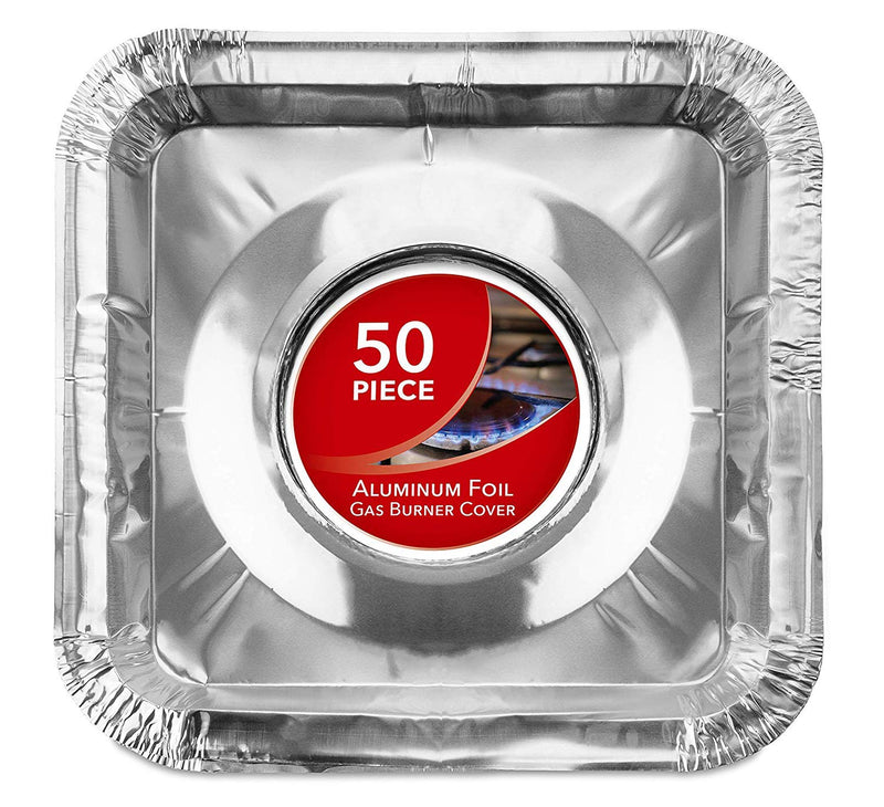 Gas Burner Liners (50 Pack) Disposable Aluminum Foil Square Stove Burner Covers - 8.5 Inch Gas Range Protector Bibs Keep Stove Clean - Foil Liners to Catch Oil, Grease and Food Spills - NewNest Australia