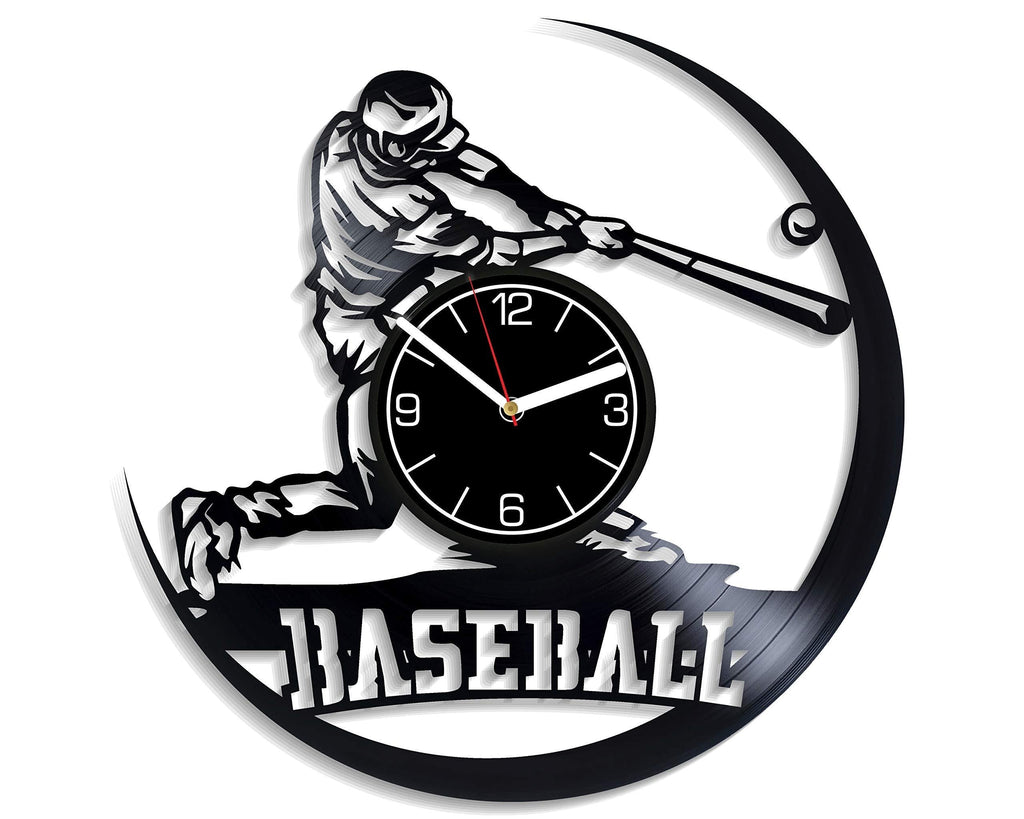 NewNest Australia - Kovides Baseball Vinyl Record Wall Clock Baseball Wall Art Baseball Clock Baseball Wall Clock Modern Baseball Gift Sport Home Decoration 12 inch Wall Clock Vintage Baseball Vinyl Clock Gift for Men 