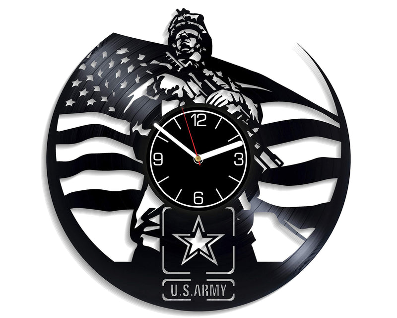 NewNest Australia - Kovides U.S. Army Vinyl Record Wall Clock USA Army Wall Art Wall Clock Large U.S. Arm Vinyl Clock Army Clock U.S. Army Wall Clock Modern U.S. Army Gift U.S. Army Home Decoration Gift for Men 