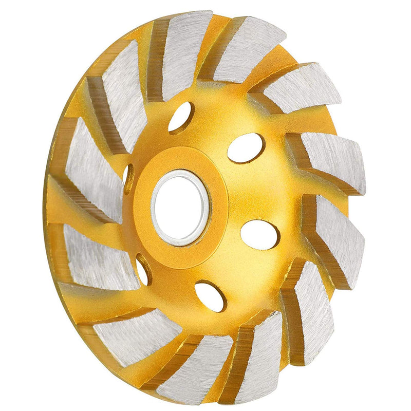 SUNJOYCO 4" Concrete Grinding Wheel, 4 inch 12-Segment Heavy Duty Turbo Row Diamond Cup Grinding Wheel Angle Grinder Disc for Granite Stone Marble Masonry Concrete Gold - NewNest Australia